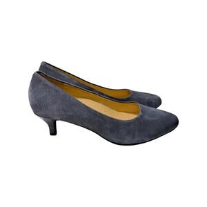 Trotters Kiera Kitten Heel Suede Pump Women’s 8 Dark Grey Cushioned Almond Toe